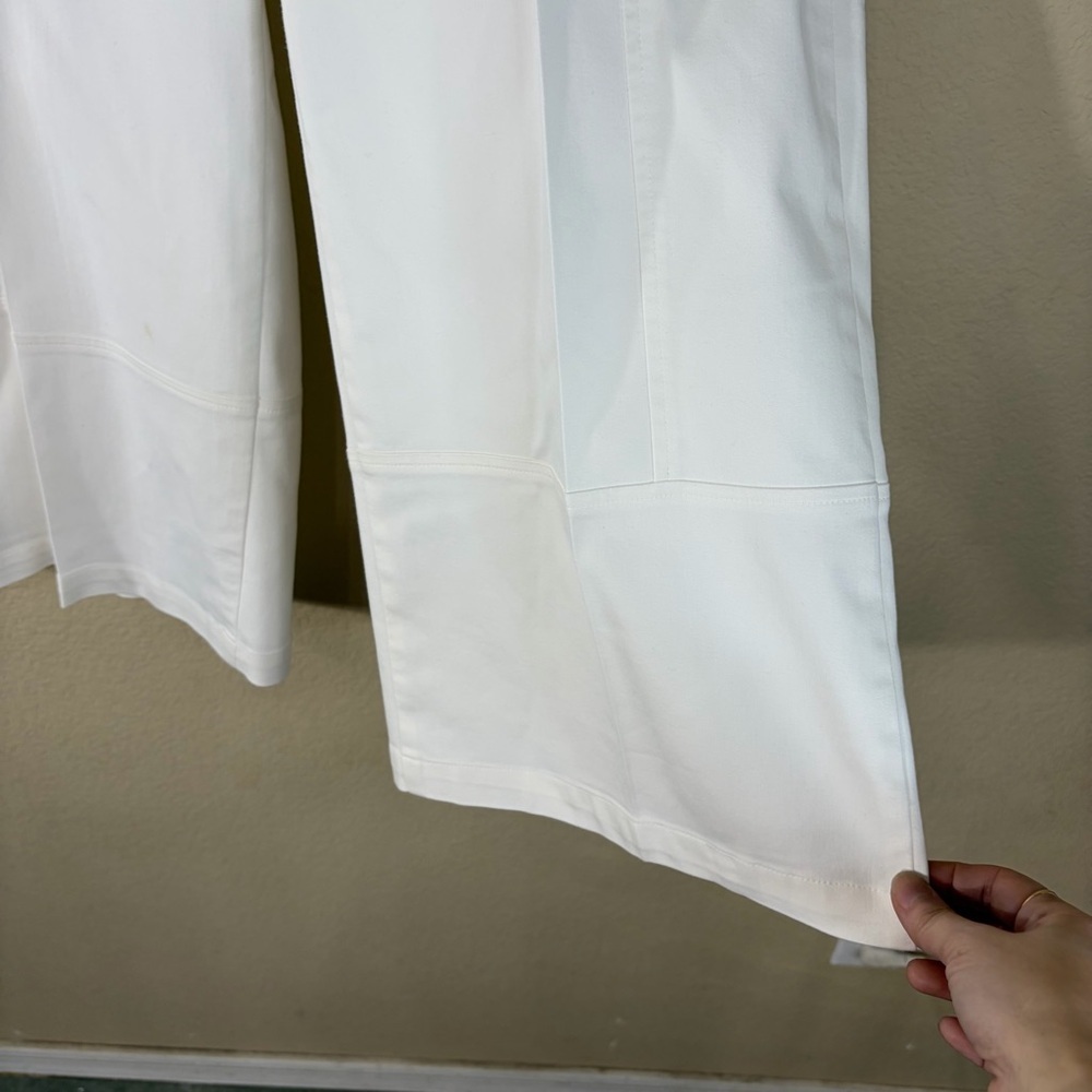 Lisa Bayne White Cropped Wide Leg Side Zip Pants Sz L Quiet Luxury Coastal - Picture 4 of 14